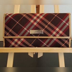 Burberry Blue Label Burgundy & Tan Long Wallet